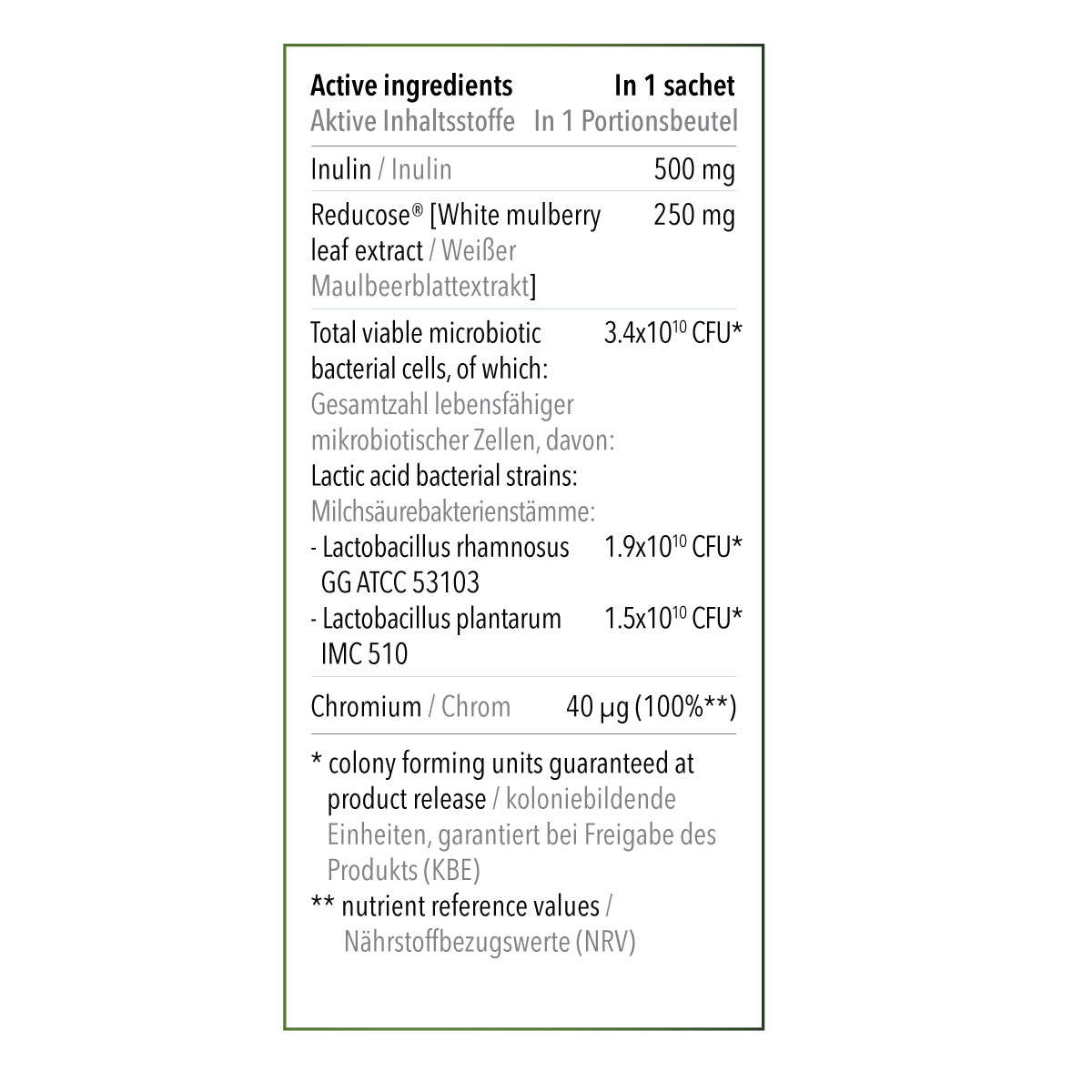 Joymins No Diet Nutrition Label